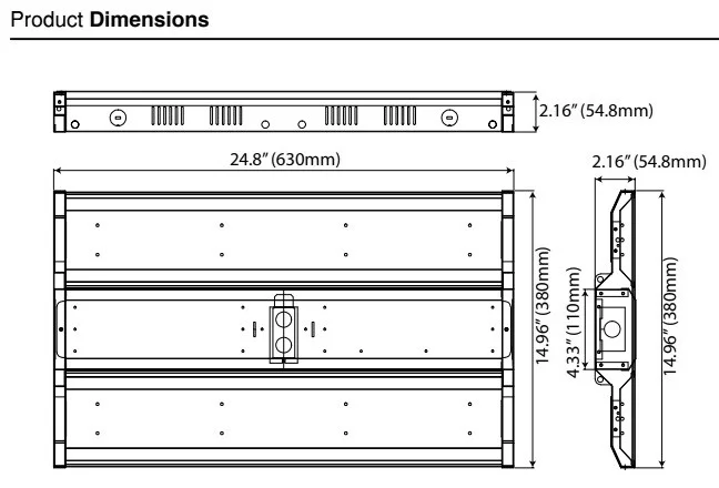 Ultra Efficient Linear LED High Bay, 2 Foot, 100W, 5000K - view 3