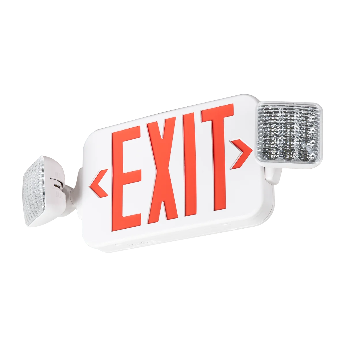 Universal LED Exit & Emergency Combo, Red/Green Lettering, White Finish, 120/277V