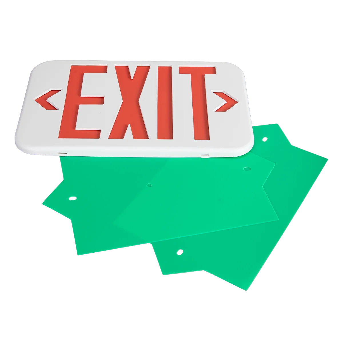 Universal LED Exit & Emergency Combo, Red/Green Lettering, White Finish, 120/277V - view 2