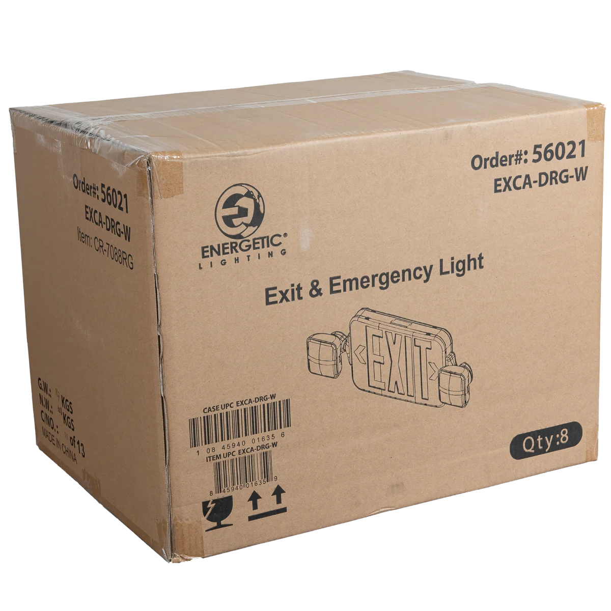 Universal LED Exit & Emergency Combo, Red/Green Lettering, White Finish, 120/277V - view 3