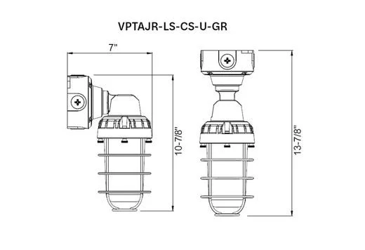 Vaportight Adjustable LED Jelly Jar, Lumen Selectable, Color Selectable, 120-277VAC, Polycarbonate Lens, Grey - view 2