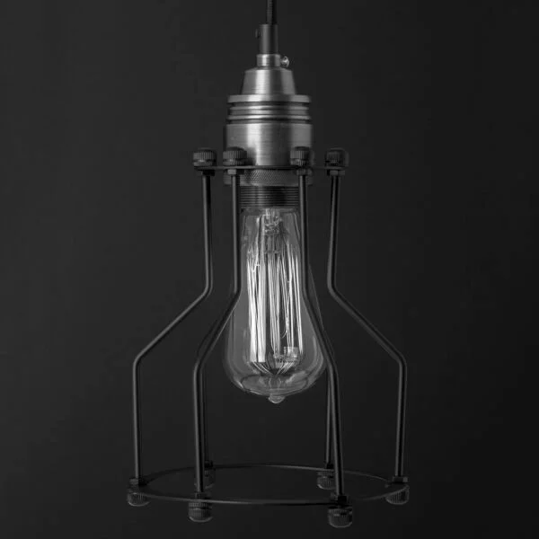 Vintage Designed Open Cage Pendant Light, Metal Industrial Style Fixture, Medium Base Socket, 42-Inc...