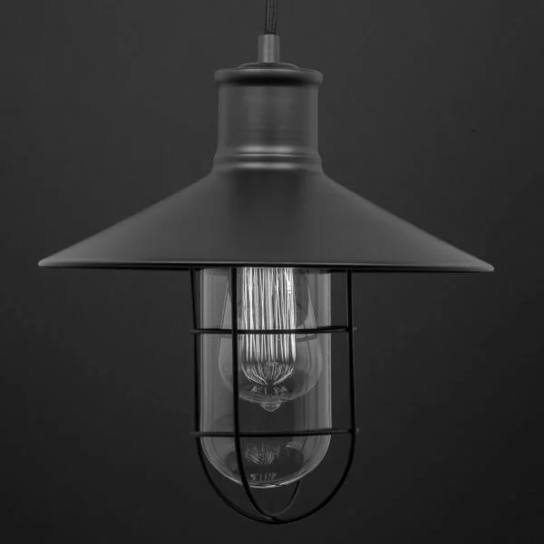 Vintage-Inspired Caged Canopy Pendant, Industrial Style, Farmhouse Country-Chic Decor, Single Medium...