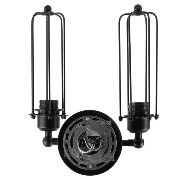 Vintage-Inspired Dual Caged Wall Sconce, Metal Industrial Style Fixture, Antique Rustic Décor, Farmh...
