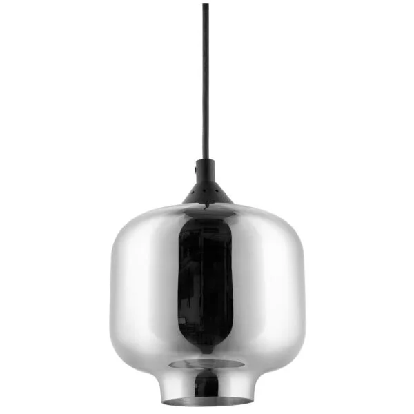 Vintage-Inspired Mirror Glass Pendant Fixture, Schoolhouse Shade, Farmhouse Décor, Medium (E26), Black Base & Canopy