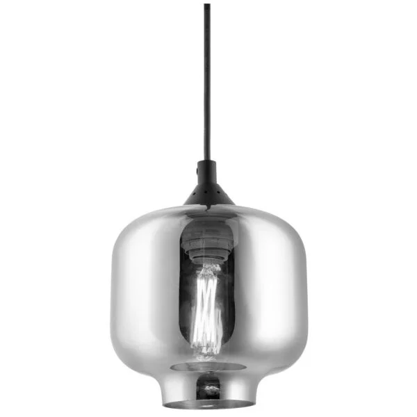 Vintage-Inspired Mirror Glass Pendant Fixture, Schoolhouse Shade, Farmhouse Décor, Medium (E26), Bla...