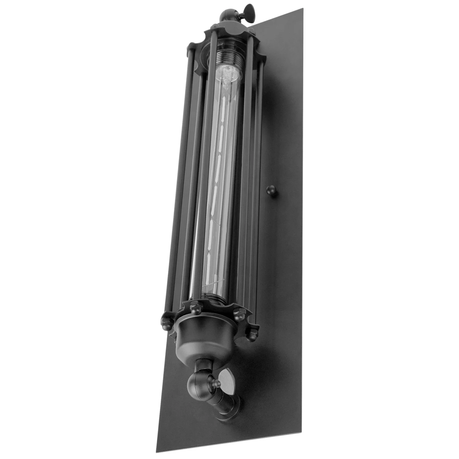 Vintage-Inspired Tubular Cage Wall Sconce, Steampunk Industrial Light, Antique Style Metal Fixture, Medium Base Socke...