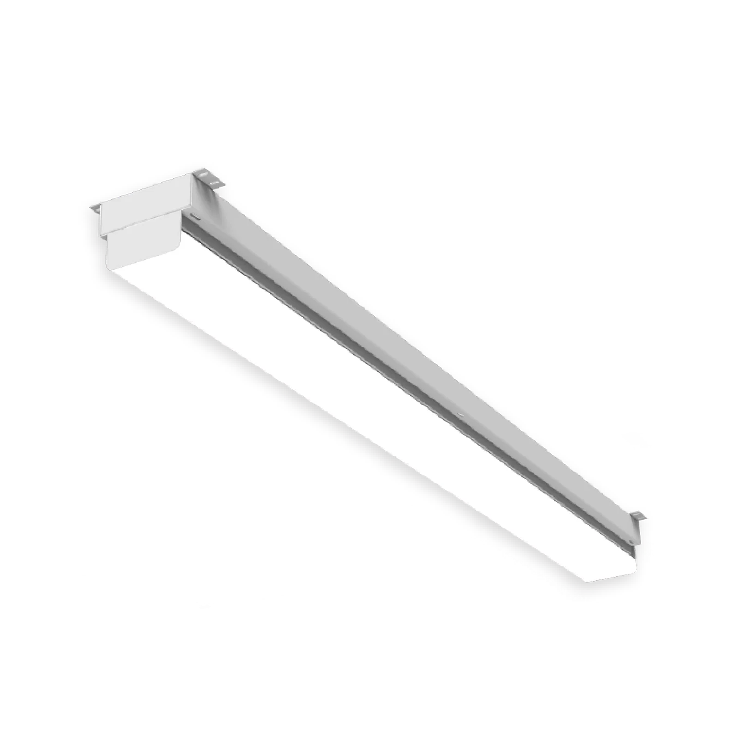 8ft High Efficacy Linear Retrofit, 12,000 Lumens, 3500K, Frosted Curved Glare Reducing Lens, Surface Mount