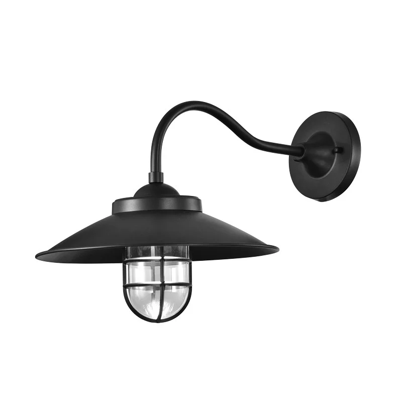 Wall Mount, Outdoor, Black Finish, Glass Shade