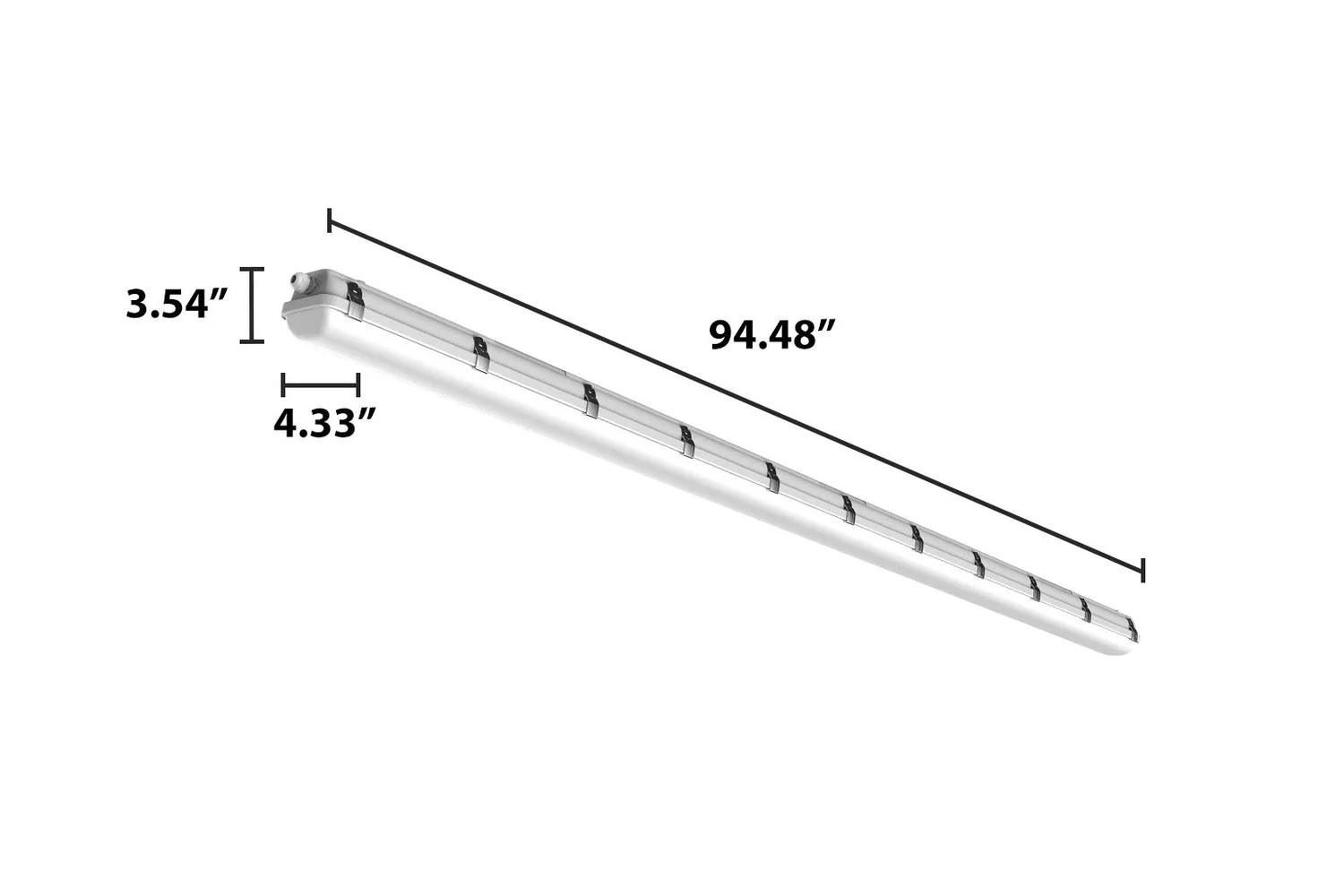 WareLight Vapor Tight LED Fixture, 8', 70/80/100W Selectable, 30/35/40/45/50K Selectable, 0-10V Dimm...