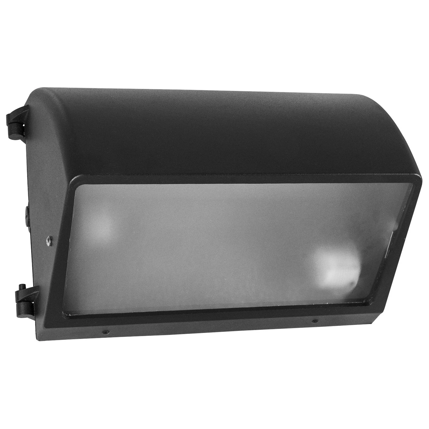 W Energy Saving Fluorescent Large Wall Pack Fixture, Bronze Powder Finish, Clear Tempered Glass, Multi-Volt