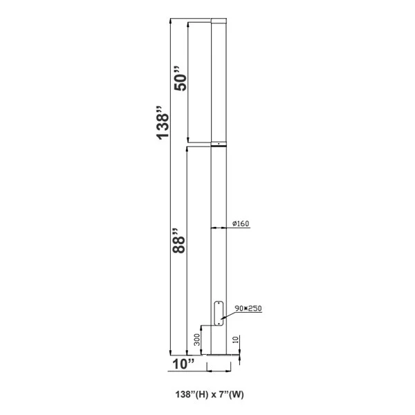 Westgate LCG Series Architectural Modular Light Column, 6.3in x 10FT, 45W|60W|75W, 4950lm|6600lm|825...