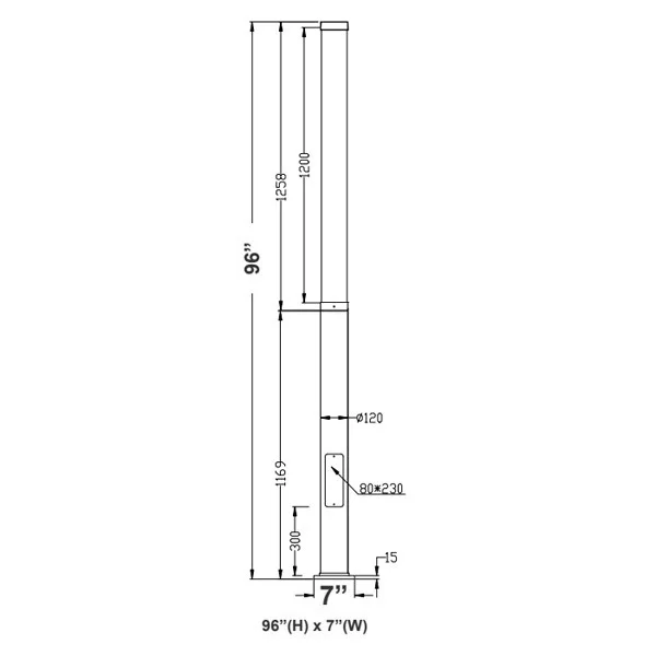 Westgate LCG Series Architectural Modular Light Column, 8FT, 45W|60W|75W, 110LM/W, 3000K|4000K|5000K, Black - view 2
