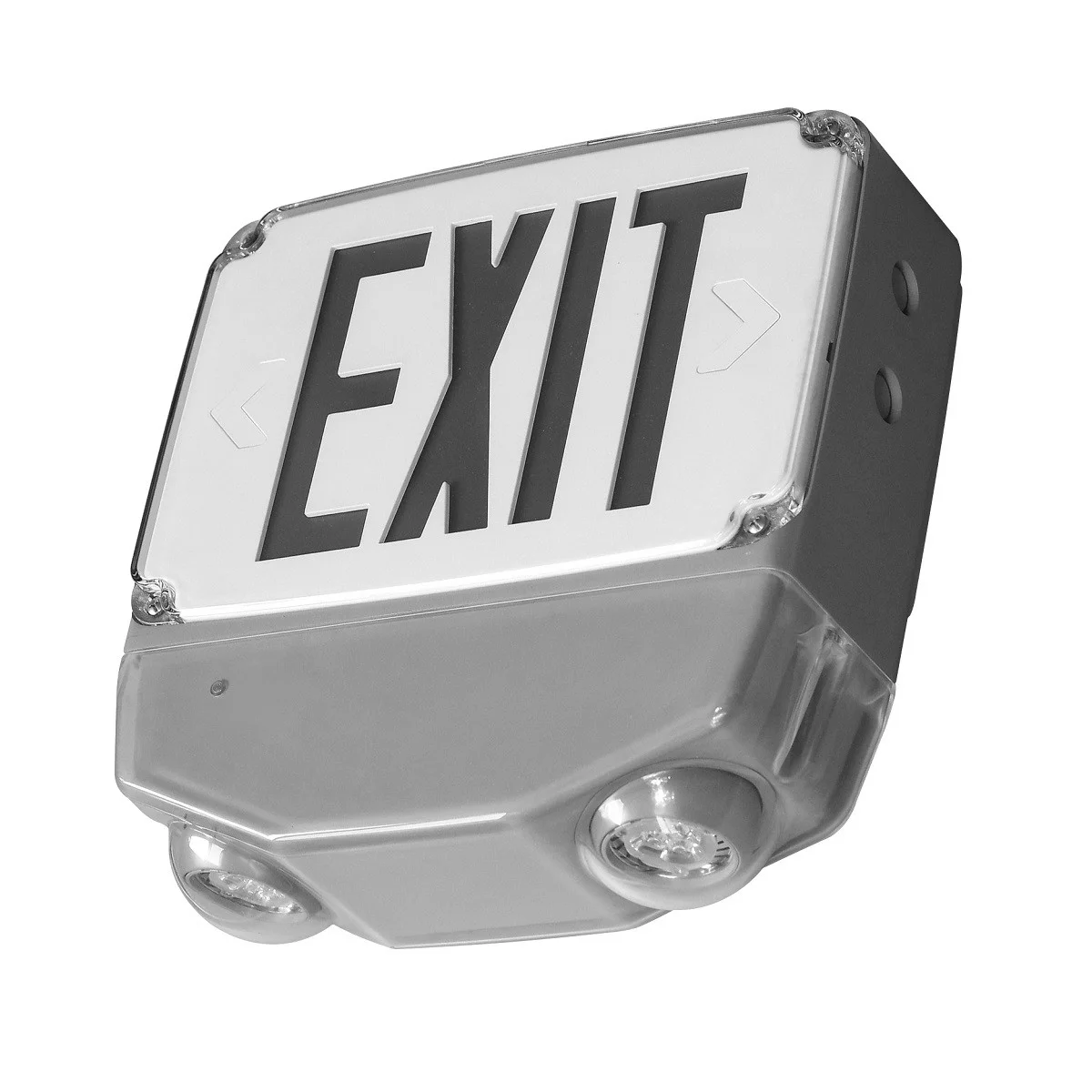 Wet Location All LED Exit & Emergency Combo, Single Face, Green Letter, White Housing