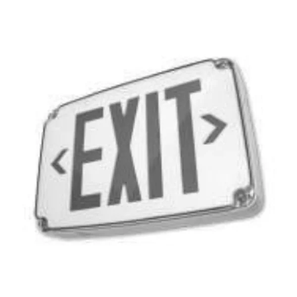 Wet Location LED Exit Double Face, Red Letters, Gray Panel