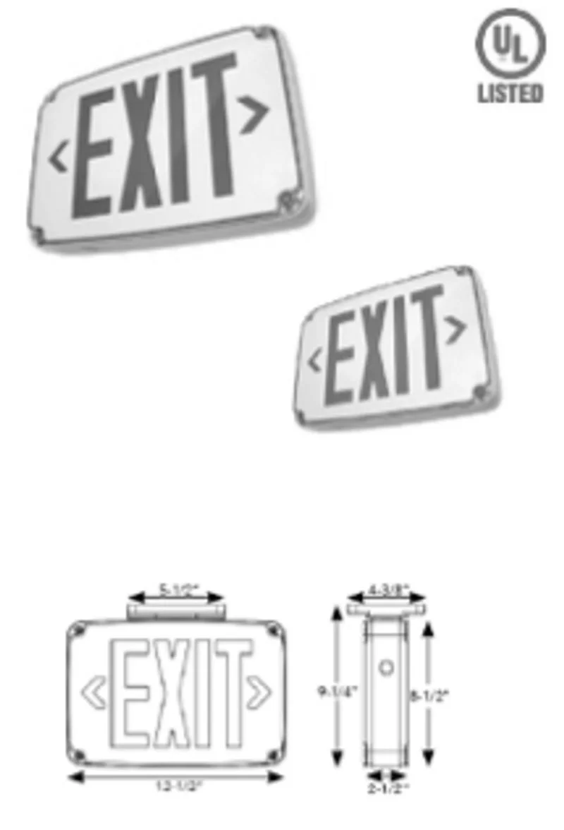 Wet Location LED Exit Double Face, Red Letters, Gray Panel - view 2
